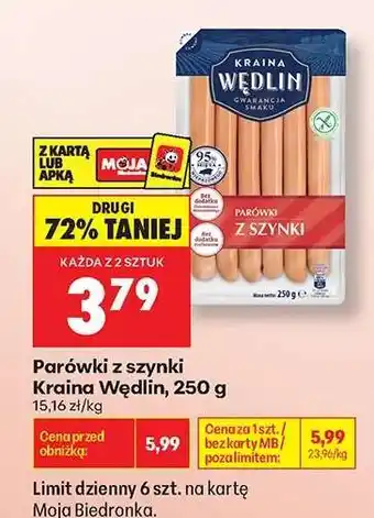 Biedronka Parówki z szynki Kraina Wędlin , 250 g oferta
