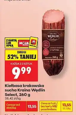 Biedronka Kiełbasa krakowska sucha Kraina Wędlin Select, 260 g oferta