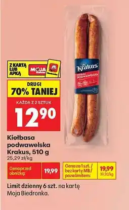 Biedronka Kiełbasa podwawelska Krakus, 510 g oferta