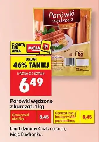 Biedronka Parówki wędzone z kurcząt , 1 kg oferta