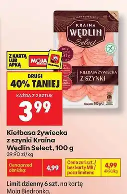Biedronka Kiełbasa żywiecka z szynki Kraina Wędlin Select , 100 g oferta