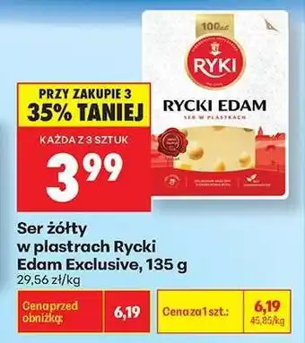 Biedronka Ser żółty w plastrach Rycki Edam Exclusive , 135 g oferta