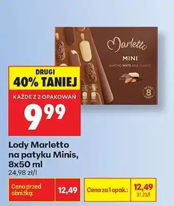Biedronka Lody Marletto na patyku Minis, 8x50 ml oferta