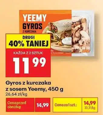 Biedronka Gyros z kurczaka z sosem Yeemy 450 g oferta