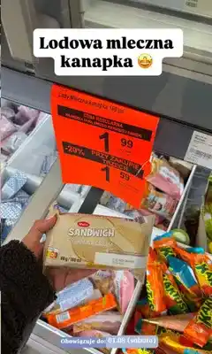 ALDI Lody mleczna kanapka Mucci Sandwich oferta