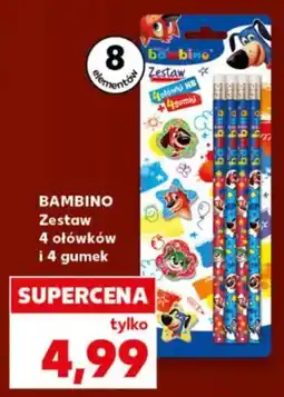 Kaufland Bambino Zestaw 4 ołówków i 4 gumek oferta
