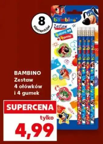 Kaufland Bambino Zestaw 4 ołówków i 4 gumek oferta