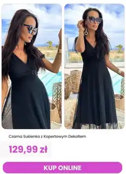 Modna Kiecka Sukienka damska czarna z kopertowym dekoltem ModnaKiecka.pl oferta