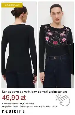 Medicine Longsleeve bawełniany damski z elastanem Medicine oferta