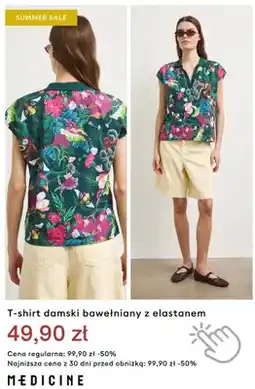 Medicine T-shirt damski bawełniany z elastanem Medicine oferta