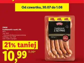 Lidl Frankfurterki z szynki Pikok XXL oferta