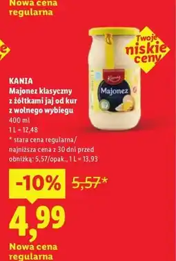 Lidl Majonez klasyczny Kania z żółtkami jaj od kur z wolnego wybiegu oferta