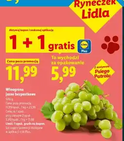 Lidl Winogrona jasne bezpestkowe oferta