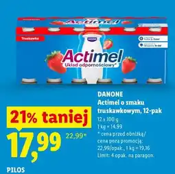 Lidl Napój probiotyczny Actimel o smaku truskawkowym Danone 12-pak oferta