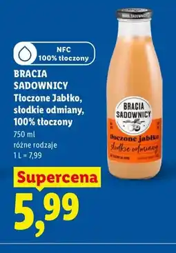 Lidl Sok tłoczone jabłko słodkie odmiany Bracia Sadownicy oferta