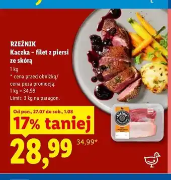 Lidl Kaczka - filet z piersi ze skórą Rzeźnik oferta