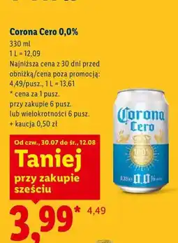 Lidl Piwo bezalkoholowe Corona Cero oferta