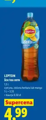 Lidl Herbata mrożona Lipton Ice Tea Zero zielona herbata oferta