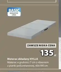 JYSK Materac składany HYLLA oferta