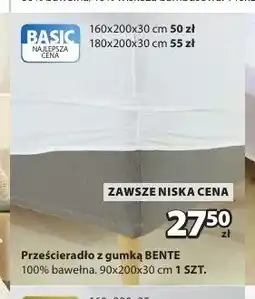JYSK Prześcieradło z gumką BENTE 90x200x30 cm oferta