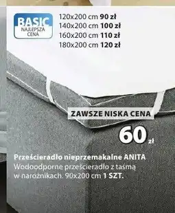 JYSK Prześcieradło nieprzemakalne ANITA 90x200 cm oferta