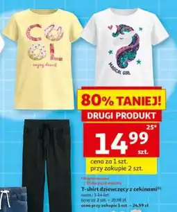 Auchan T-shirt dziewczęcy z cekinami oferta