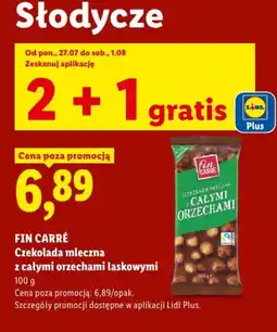 Lidl FIN CARRÉ Czekolada mleczna z całymi orzechami laskowymi oferta