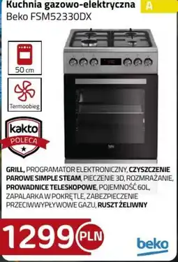 Kakto Kuchnia gazowo-elektryczna Beko FSM52330DX oferta