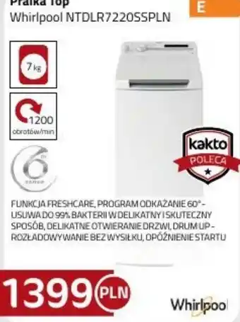 Kakto Prałka top Whirlpool NTDLR7220SSPLN oferta