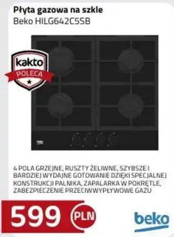 Kakto Płyta gazowa na szkle Beko HILG642C5SB oferta