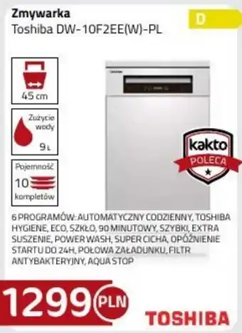 Kakto Zmywarka Toshiba DW-10F2EE(W)-PL oferta