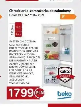 Kakto Chłodziarko-zamrażarka do zabudowy Beko BCHA275K41SN oferta