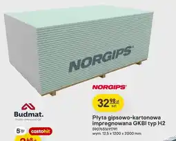 Castorama Płyta gipsowo-kartonowa impregnowana GKBI typ H2 Norgips oferta