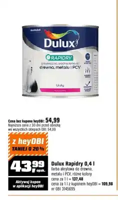 OBI Farba akrylowa Dulux Rapidry biały satynowa oferta