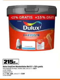 OBI Farba lateksowa Dulux EasyCare Nieskazitelna Biel 9 l + 15% gratis oferta