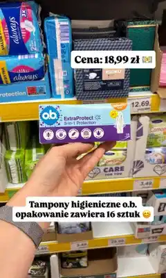 Dino Tampony higieniczne o.b. ExtraProtect Super oferta