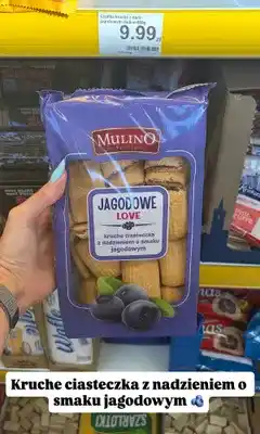 Dino Kruche ciasteczka z nadzieniem o smaku jagodowym Mulino oferta