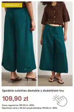 Medicine Spodnie culottes damskie z dodatkiem lnu oferta