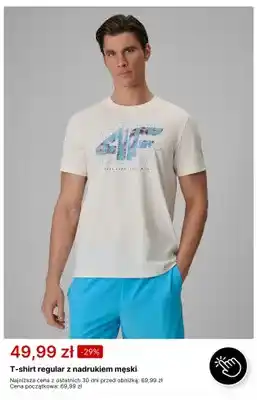 T-shirt regular z nadrukiem męski 4F