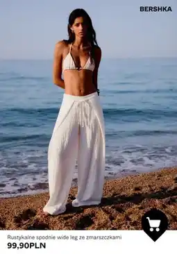 Bershka Spodnie damskie rustykalne wide leg ze zmarszczkami Bershka oferta
