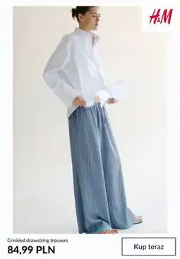 H&M Spodnie damskie Crinkled drawstring trousers H&M oferta