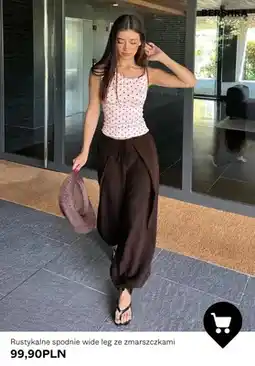 Bershka Spodnie wide leg rustykalne ze zmarszczkami Bershka oferta