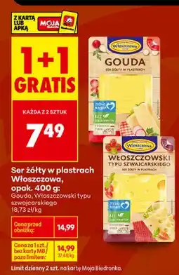 Biedronka Ser żółty w plastrach Gouda Włoszczowa oferta