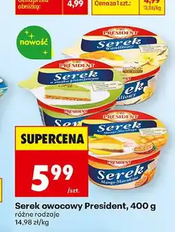 Biedronka Serek owocowy President o smaku pistacjowym oferta