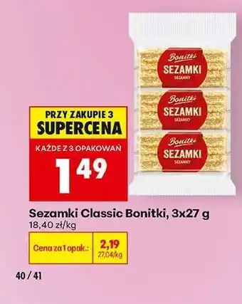 Biedronka Sezamki Classic Bonitki 3x27 g oferta