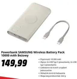 Media Markt Powerbank SAMSUNG Wireless Battery Pack 10000mAh Beżowy oferta