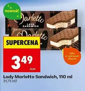 Biedronka Lody Marletto Sandwich, 110 ml oferta