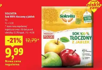 Lidl SOLEVITA Sok 100% tłoczony z jabłek oferta