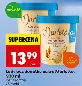 Biedronka Lody bez dodatku cukru Marletto oferta