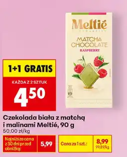 Biedronka Czekolada biała z matchą i malinami Meltié oferta